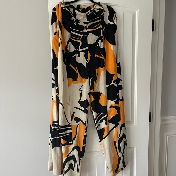 AQ/AQ Cream and Orange Wide Leg Pants - Picture 4 of 13